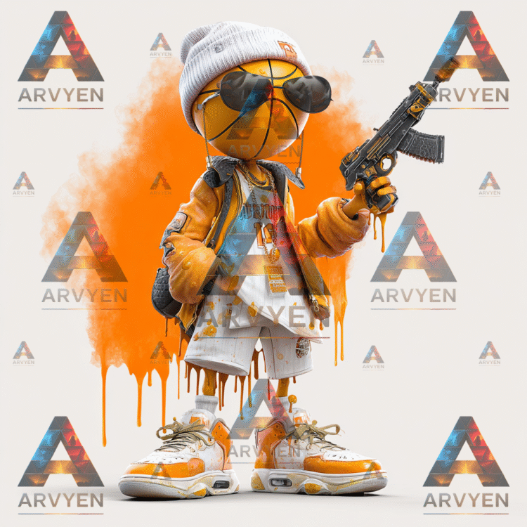 armed basketball doll