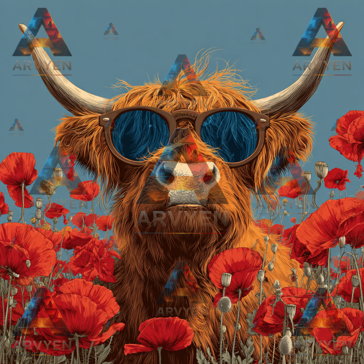 Bull with glasses in the flowers - drawing 2 #3820