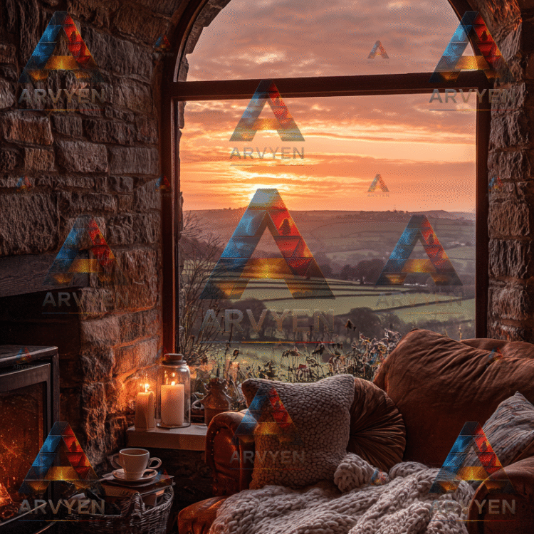 Fireplace at sunset #3629