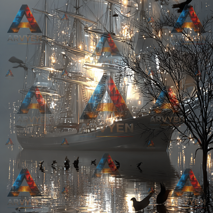 ship on a silver river